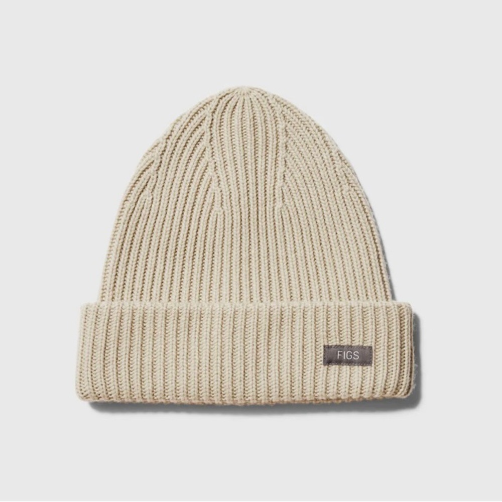 FIGS Oversized Beanie in Oatmeal - One Size - 100% Merino Wool